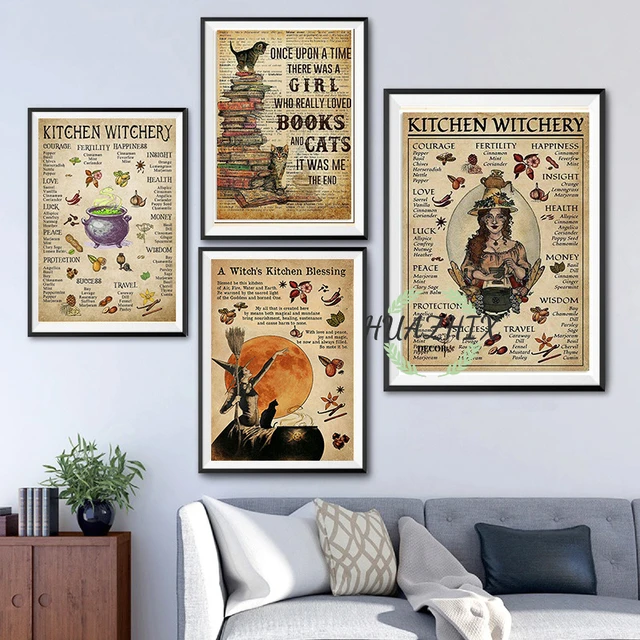 laminas decorativas pared cuadros decoración hogar Póster de papel Kraft  Vintage para decoración del hogar, póster de bruja mágica, regalos, pintura  de cocina, arte de pared, decoración Kawaii para habitación - AliExpress