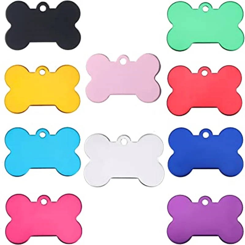 10Pcs Pet Blank ID Tag Bone Shape Double Sided Dog Cat Name Phone Number For Engraved DIY Charm Pendant Materials Accessories