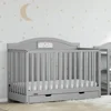 5-in-1 Convertible Baby Crib with Drawer and Reversible Headboard, Pebble Gray 1