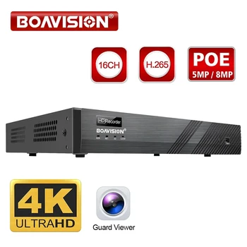 16Ch POE 4K 8MP 5MP 30FPS 실시간 보안 NVR 비디오 감시 CCTV 시스템 최대 2 HDD, POE IP 카메라용 52V