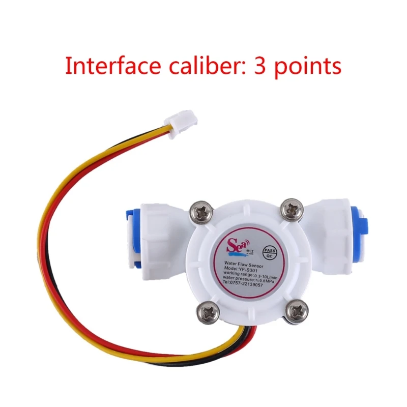 3/8" Quick Connect Water Flow Sensor Food-Grade Switch Hall Effect Flowmeter Fluid Meter Counter 0.3-10L/min X37E Upgraded