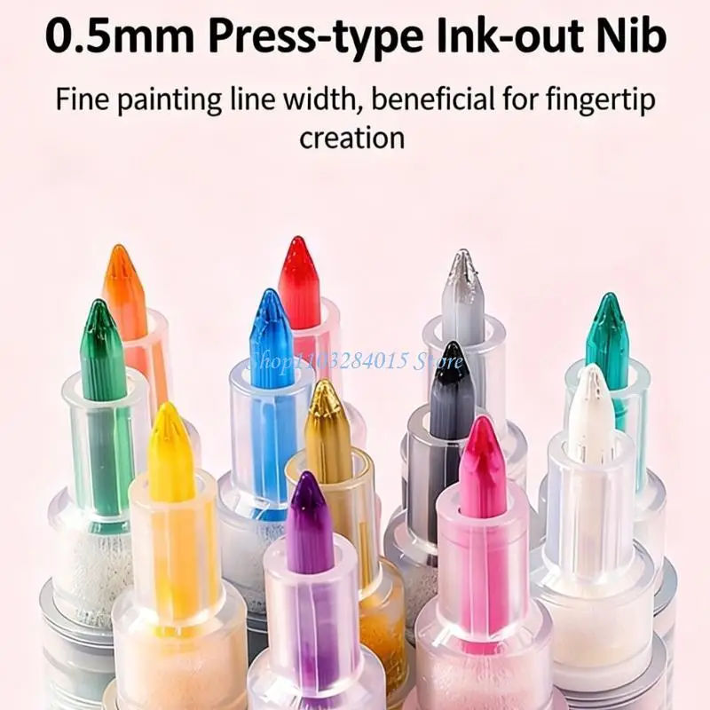 네일 페인팅을위한 12 아트 펜 아크릴 페인트 펜의 R6FF 팩 크리 에이 티브 프로젝트 여러 가지 빛깔의 세트 높은 정밀도와 빠른 건조