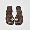2024 women's new toe clamped slippers for women's summer outdoor wear metal buckle flat bottomed beach sandals 1