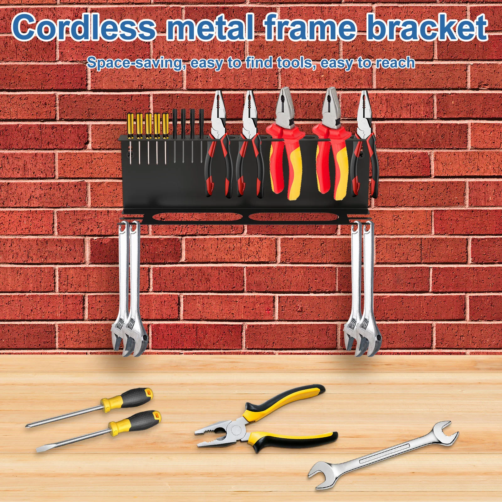 4 in1 Screwdrivers Storage Rack Wall Mount Wrench Pliers Hammer Garage Tool Organizer Rack Save space Garage Storage Holder