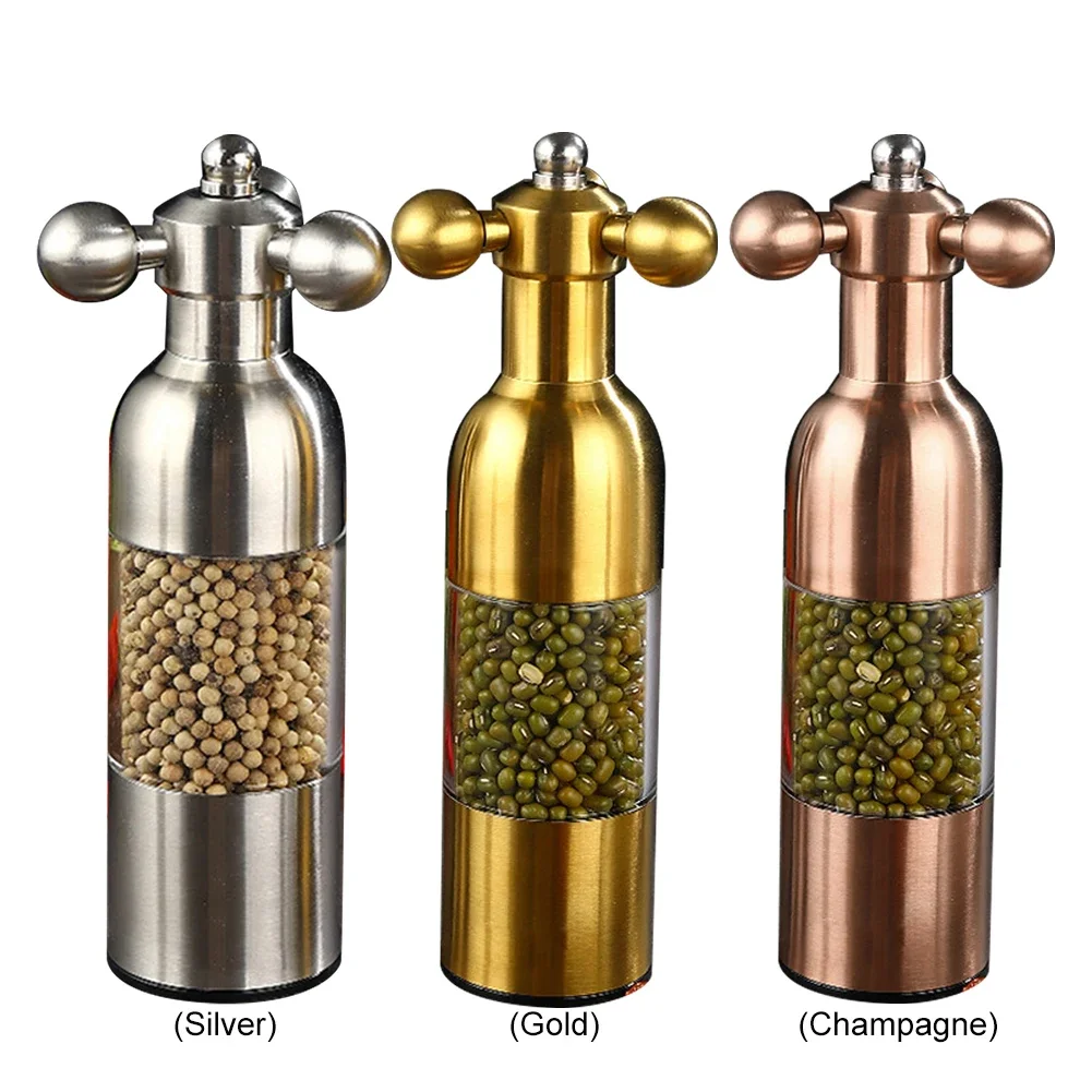 Small Manual Grinder 304 Stainless Steel Spice Seasoning Bottle Adjustable Coarseness Manual Grinding Bottle Home Kitchen Tools