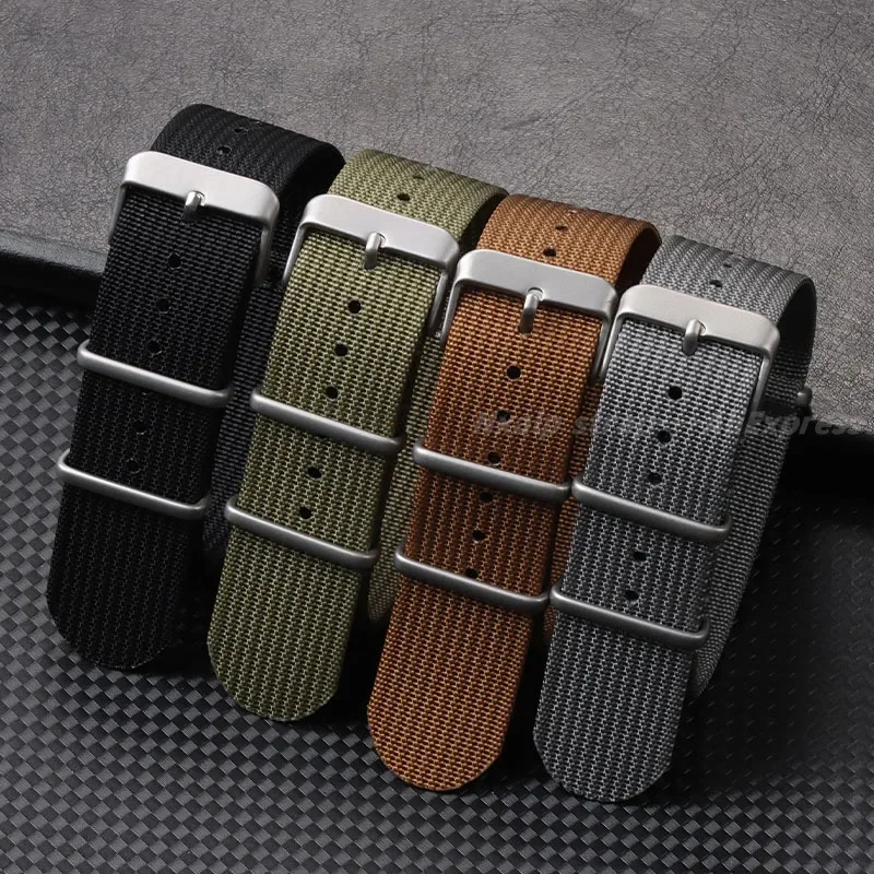 Men's Military Sport Ribbed Nylon Watch Strap - Braided Fabric Band Accessories