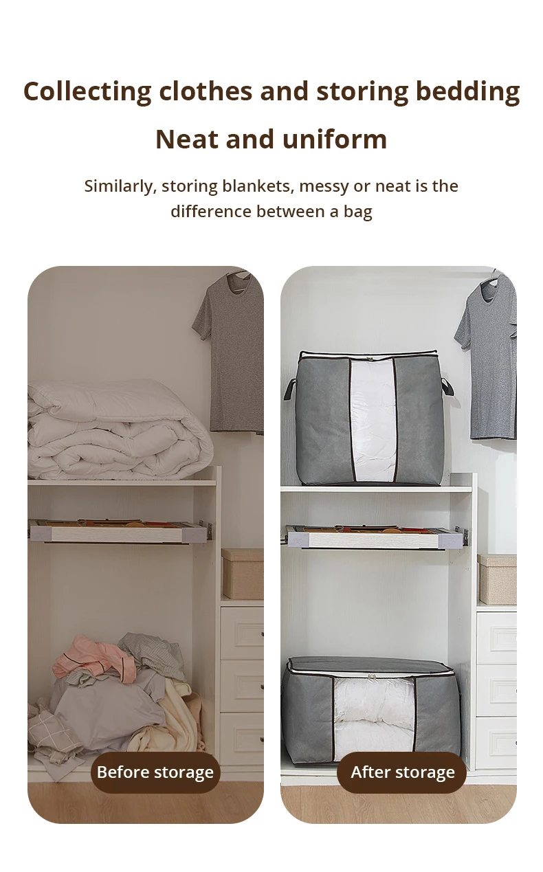 Description Picture 6 of item6pcs/set Clothes Storage Bags Upgraded Foldable Fabric Storage Bags Storage Containers For Organizing Bedroom