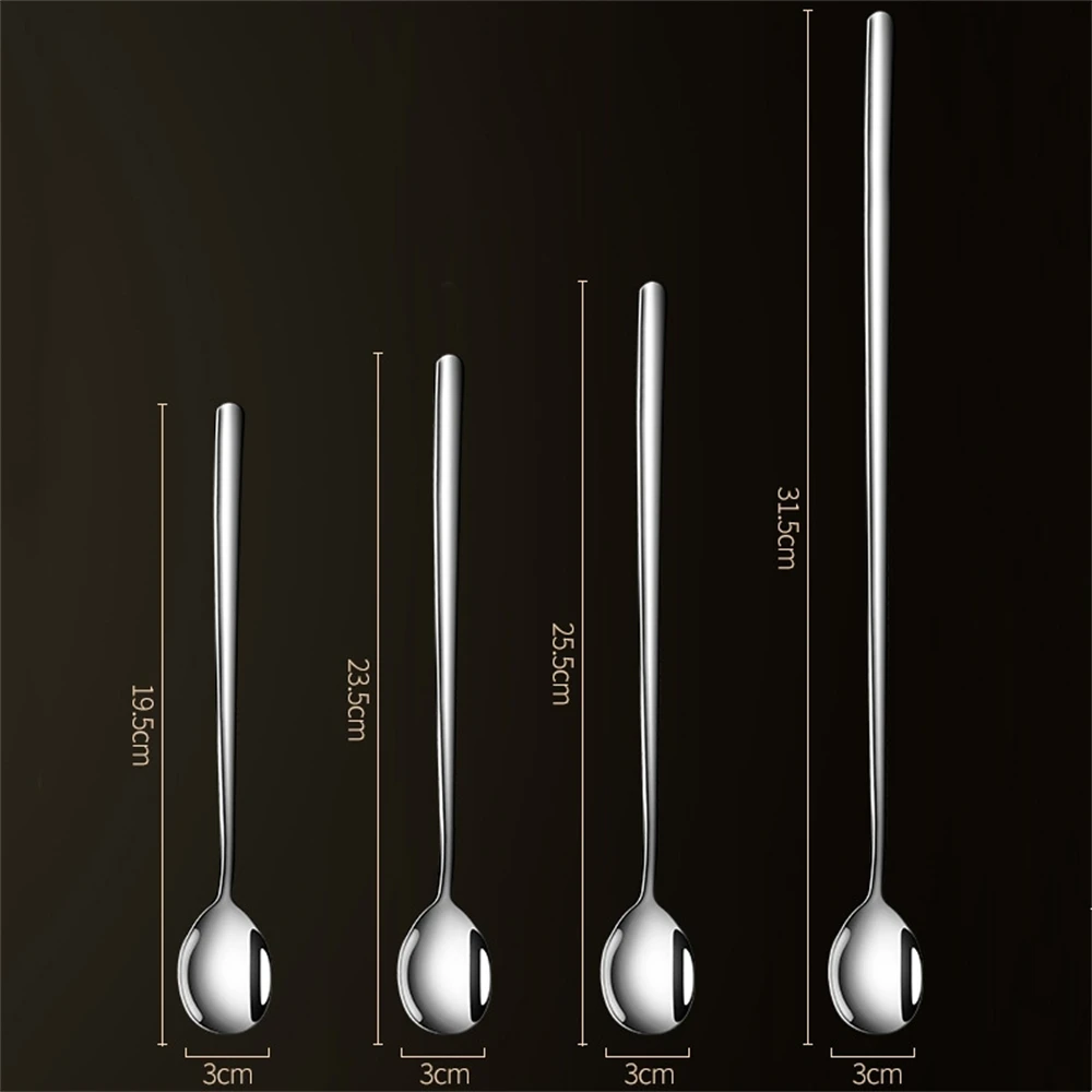 20pcs 304 Stainless Steel Coffee Spoon Long Handle Cocktail Stirring Tea Spoon Ice Cream Dessert Scoop Bar Kitchen Accessories