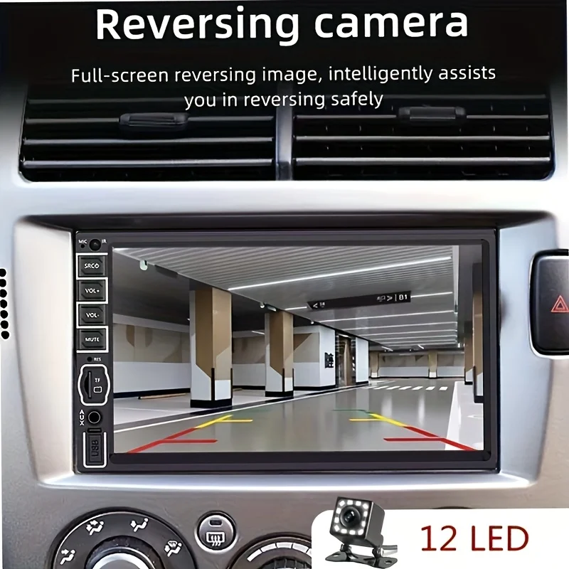 7인치 HD 카 스테레오 라디오 뉴스타일 2 딘 MP5 멀티미디어 플레이어 12LED 백업 카메라 지원 미러 링크, 배터리 없음