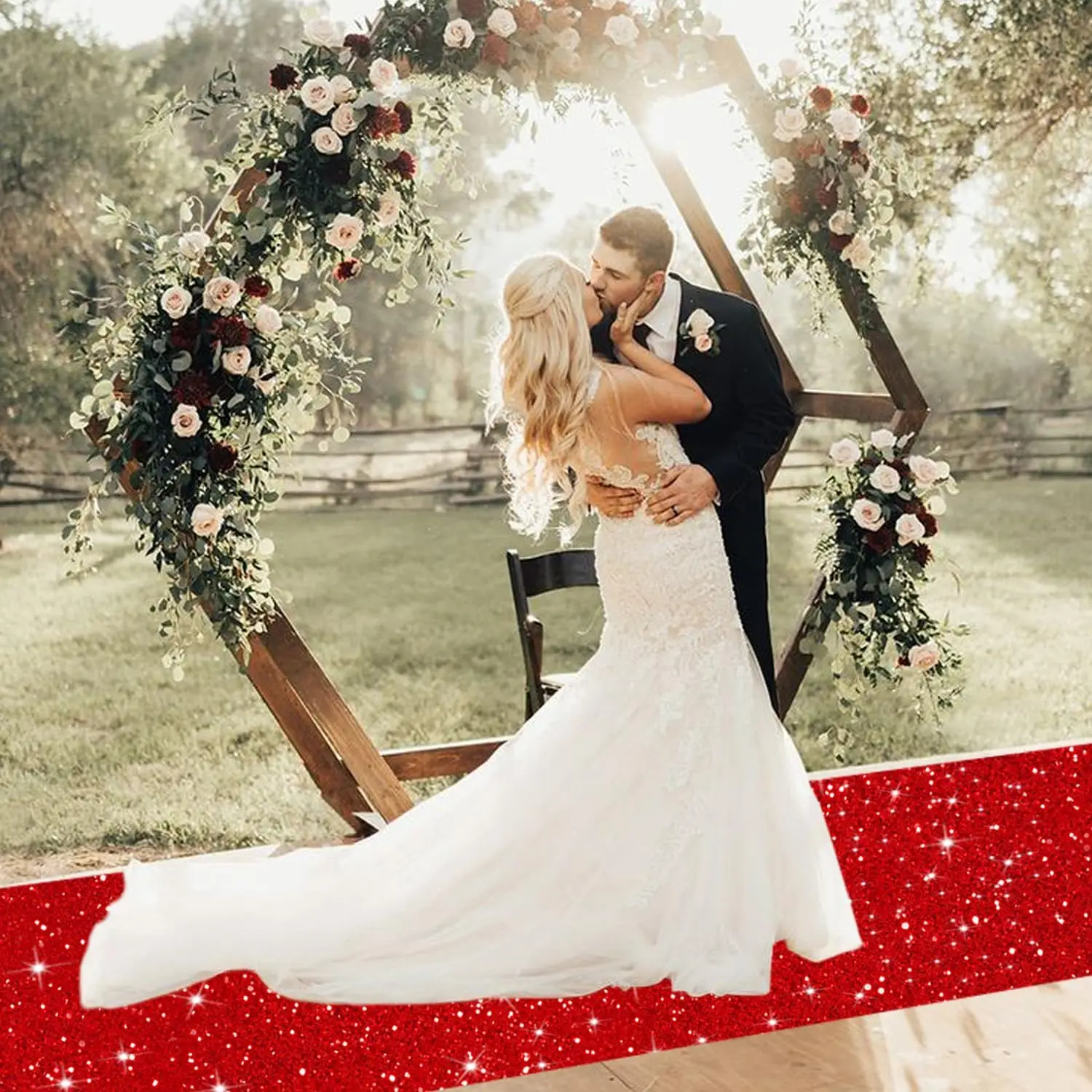 Sparkling Red Carpet-Non Slip, Washable, Perfect for Wedding Aisles, Parties, Holiday Decorations, and Home Decor,