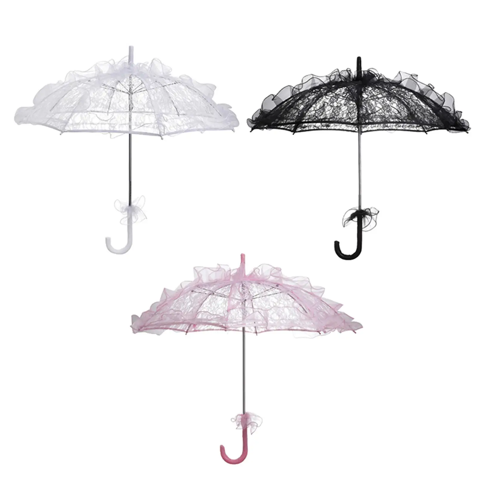 Handmade Lace Umbrella Romantic Vintage Wedding Flower Bridal Parasol Costume Women Dancing Photography Stage Performance