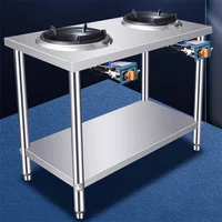 Stainless Steel Fierce Fire Stove Commercial Liquefied Gas Natural Gas Cooktop Hotel Frying Stove Single Double Stove with Rack 1