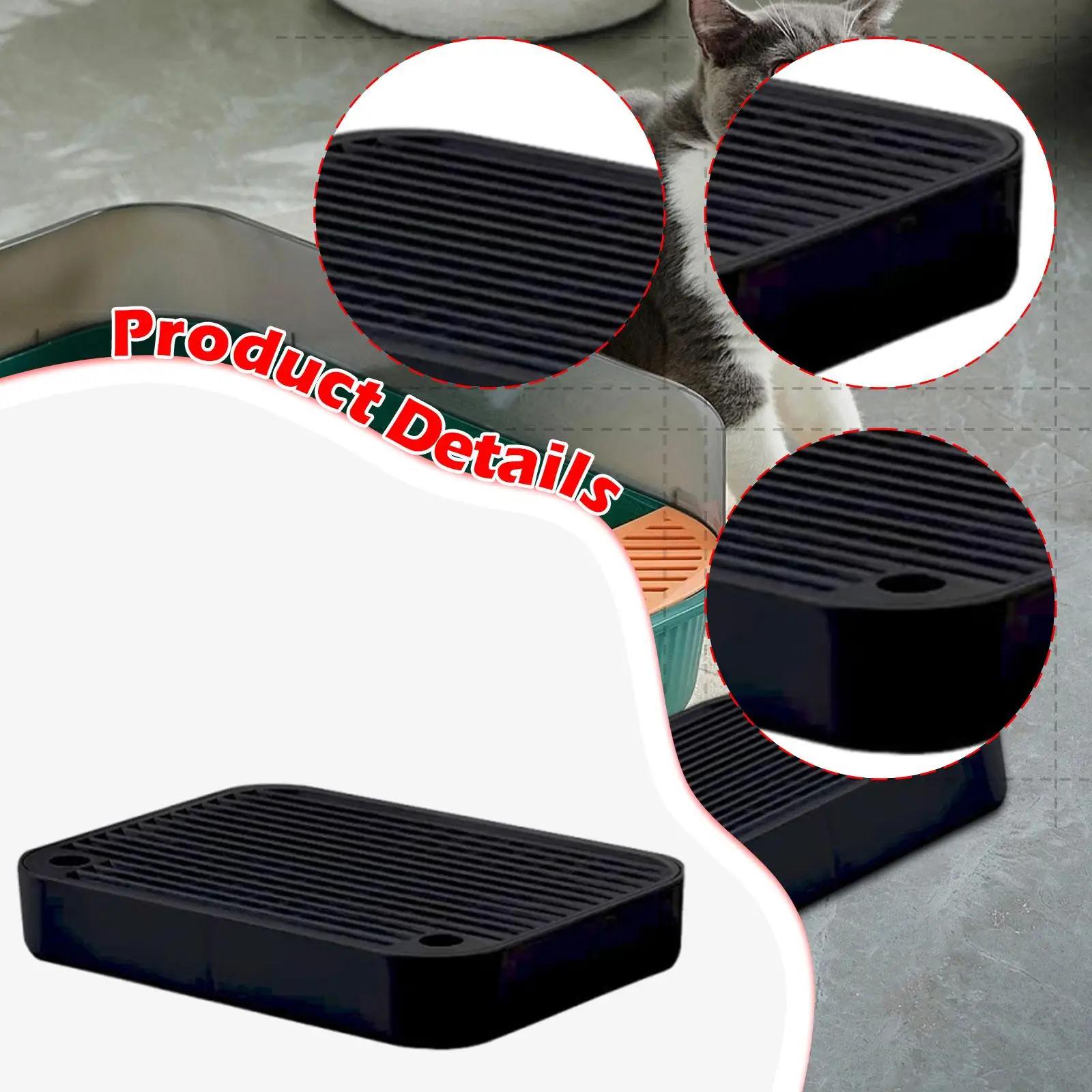 Cat litter box, foot board, stays tidy, detachable, portable, easy to clean,