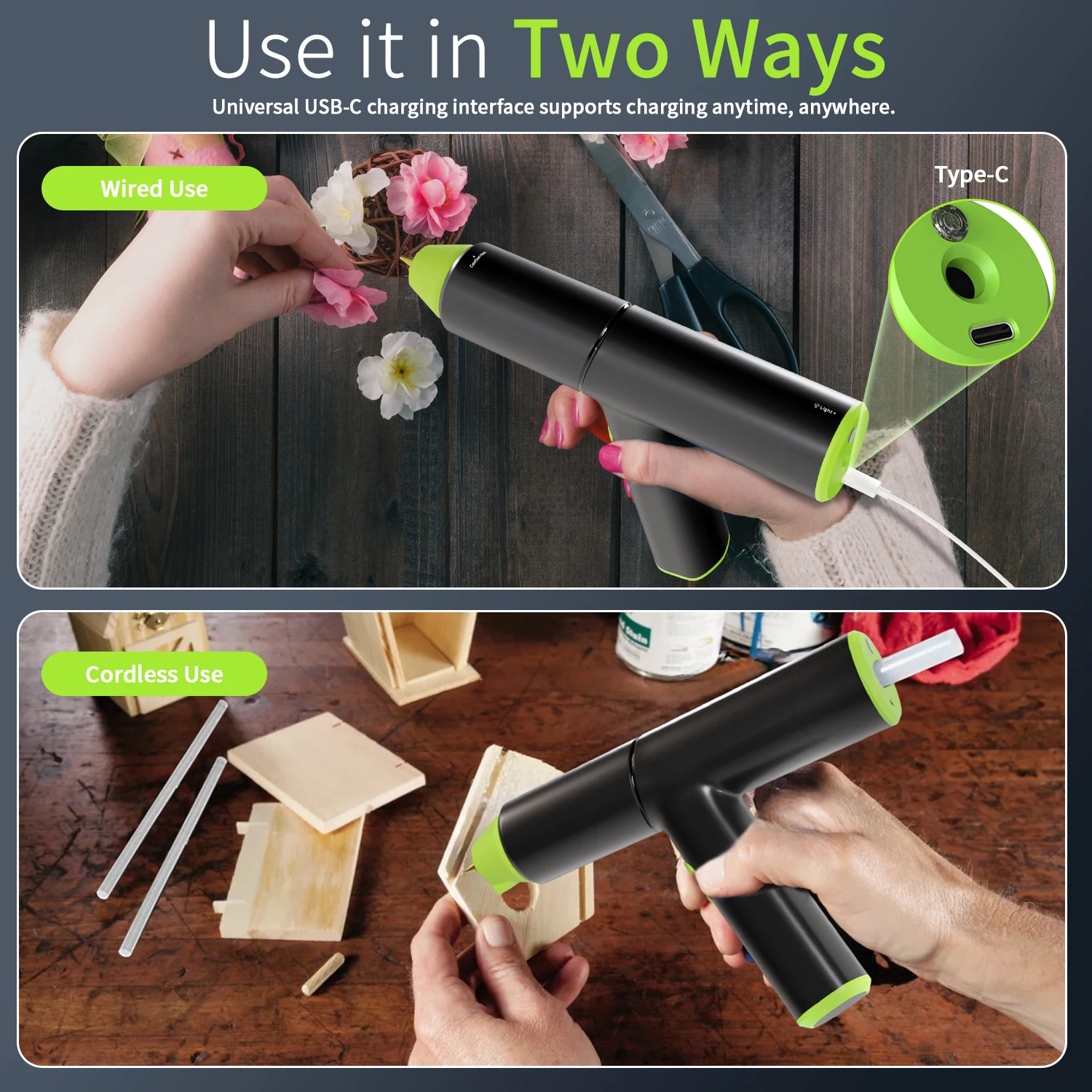 Cordless Hot Melt Glue Gun Rechargeable with 10pcs 7mm Glue Sticks Home Industrial Guns DIY Repair Tool 6