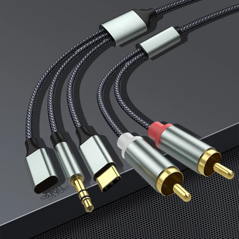 USB C -2 RCA   ̺ Y ø,  C Ÿ, 3.5mm -2RCA ̺ Ŀ, Ȩ þ TV, 1 m, 2 m, 3m