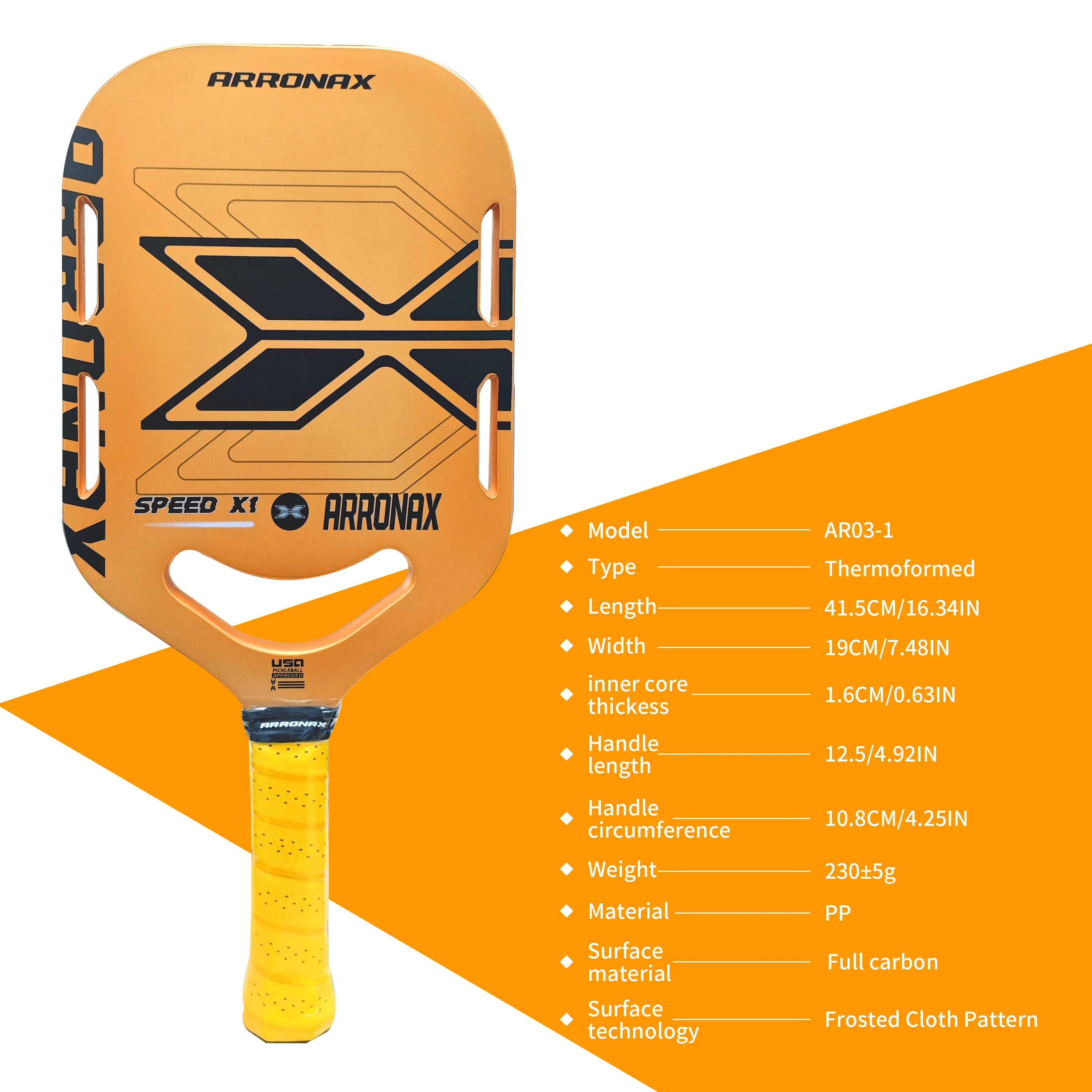 ARRONAX-熱成形ピックルボールパドル,t700カーボンファイバー,usapa