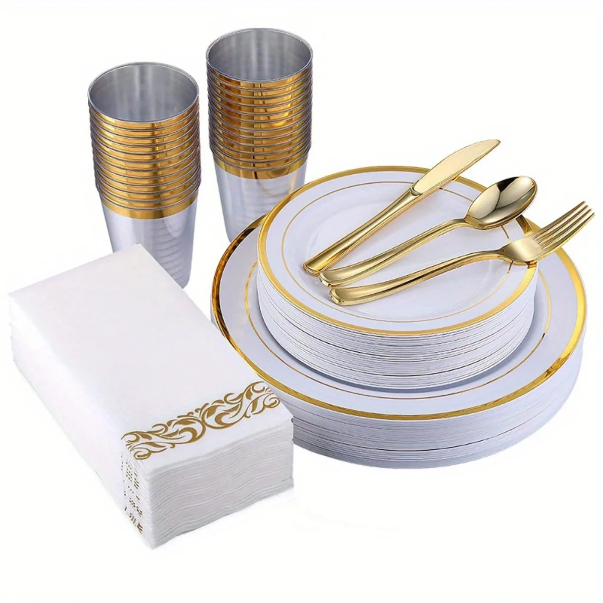 70pcs Disposable Tableware Set Suitable For 10 Guests Weddings Parties Family Gatherings