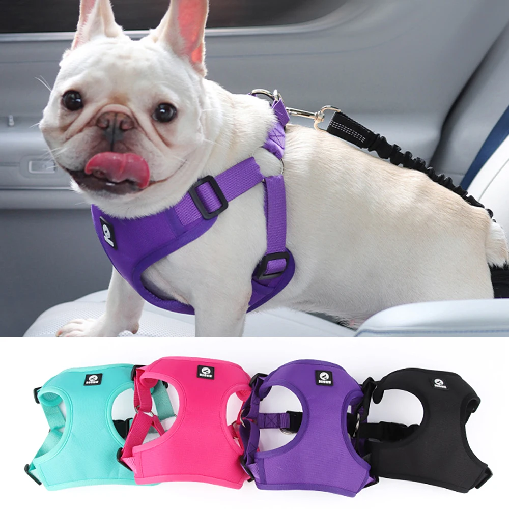 Klassisches Auto-Sicherheitsgeschirr für Hunde, verstellbare Reiseweste für Haustiere mit Sicherheitsgurtclip, crashgetestet, zugfreies Design für kleine und mittlere Hunde_voghion.com