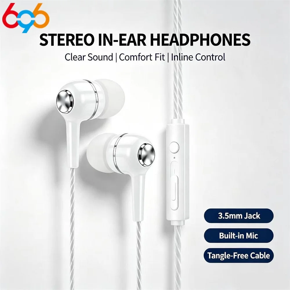 Versatile Wired In-Ear Earphones with Microphone & Enhanced Bass
