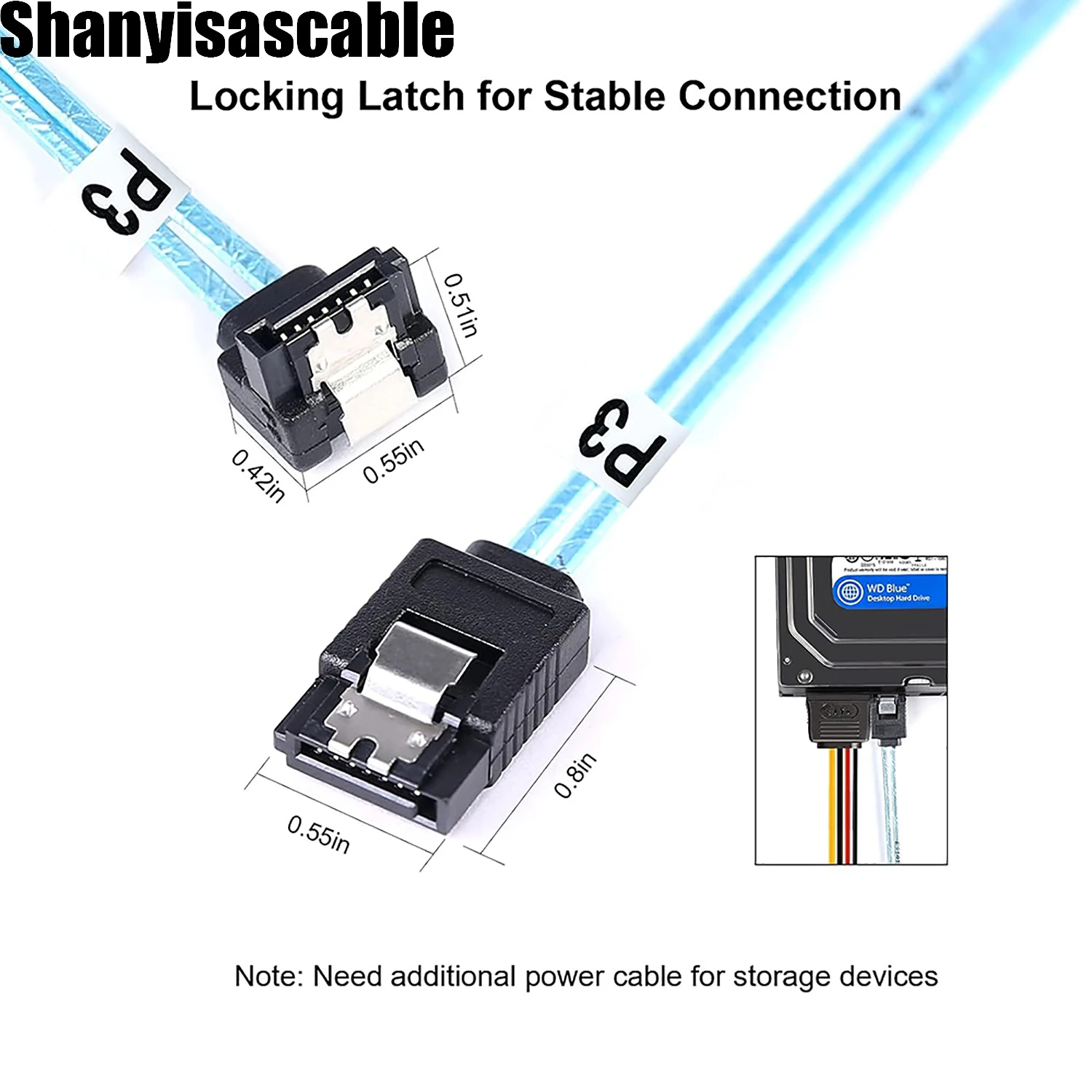 0.5M SATA Cable 90-Degree SATA-Data Cable SAS/SATA-12Gbps For Server-Raid Computer SDD HDD CD DVD Drives