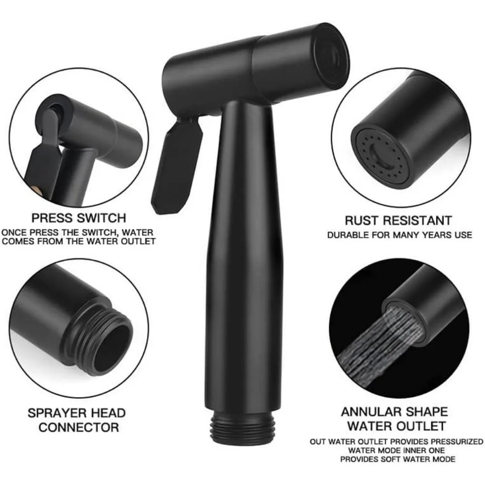 Bathroom Stainless Steel Faucet Spray Handheld Toilet Bidet Faucet Stainless Steel Hand Bidet Sprayers Brushed Water Sprayer 4