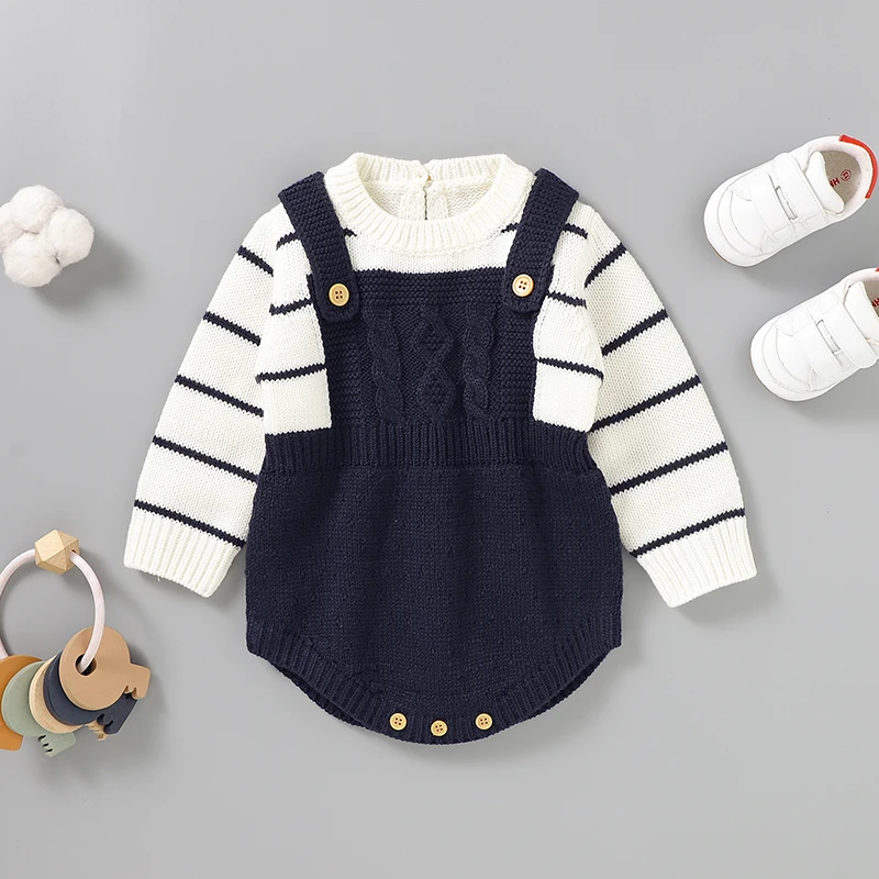 

Baby Bodysuits Knit Infant Girl Boy Newborn Jumpsuit Fashion Striped Child Clothes Overalls Long Sleeve 0-18M Tops Autumn Romper