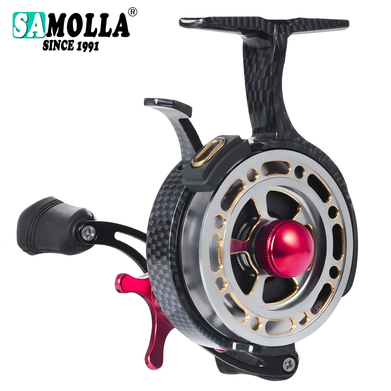 SAMOLLA Winter Ice Fishing Reels Coil High-foot 3.5:1 Ultra Smooth Magnetic Drop System Inline Ice R