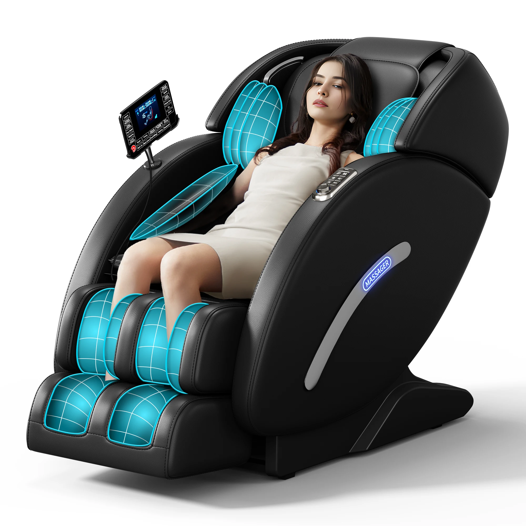 HOMEMASSA Full Body Massage Chairs Zero Gravity Shiatsu Massage Recliner Multi-Function Heated Bluetooth LCD Touch Screen