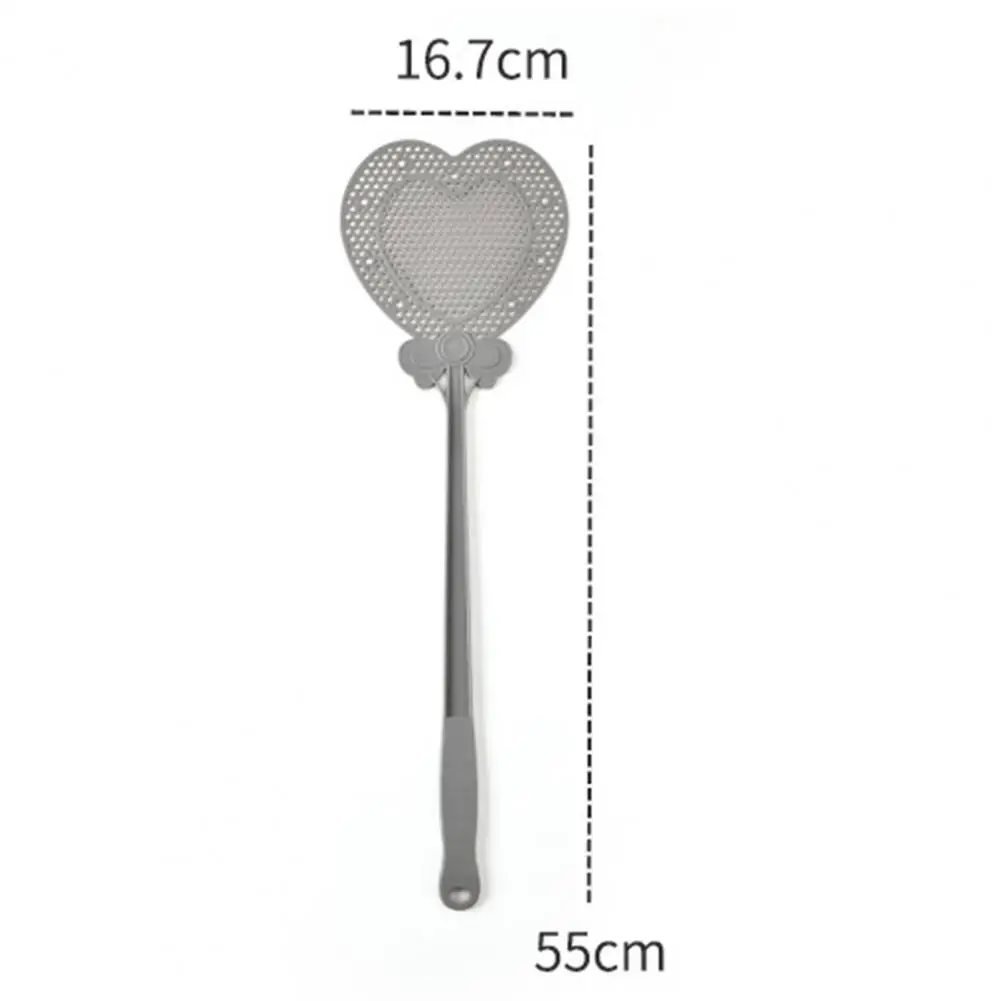 Summer Long Handle Fly Swatter Heart Shape Mosquito Swatter Manual PP Portable Pest Flapper for Daily