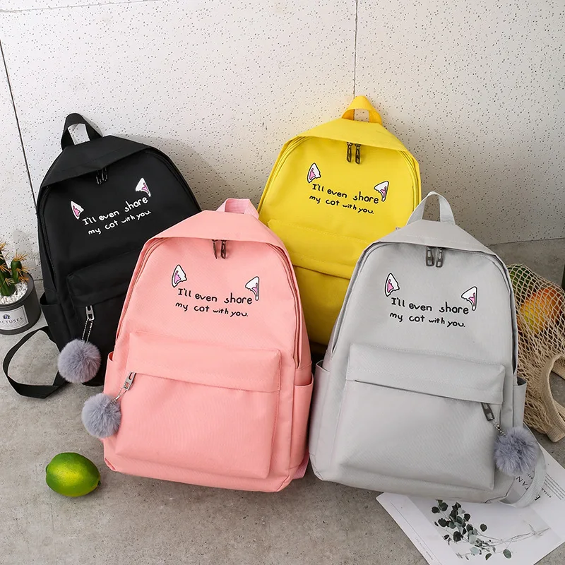 4 pcs sets canvas Schoolbags For Teenage Girls Female Children Shoulder Bags New Trend Female Backpack Fashion Women Backpack