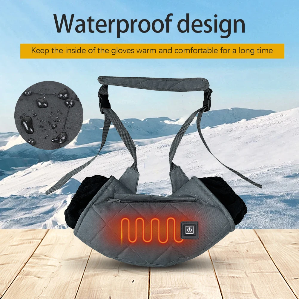 Electric Heated Hand Warmer Adjustable Heated Hand Muff USB Charging Electric Glove Winter Outdoor Thermal Glove WaistBag