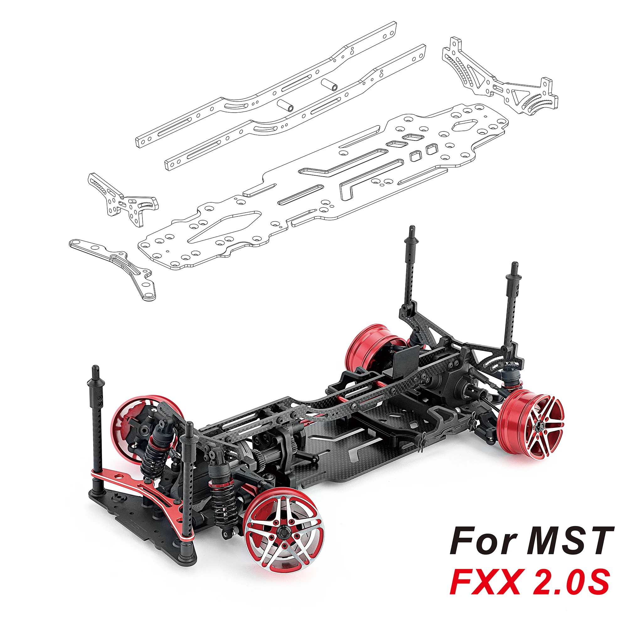 Mst fxx2.0s 1:10ドリフトカー用高品質カーボンファイバー & アルミ製