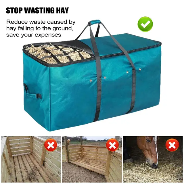 Horse Hay Bag Hay Feeder Hangable Storage Supplies Bag Feeder Tote For Livestock Barn Cattle Goat Horses Sheep Stalls 4