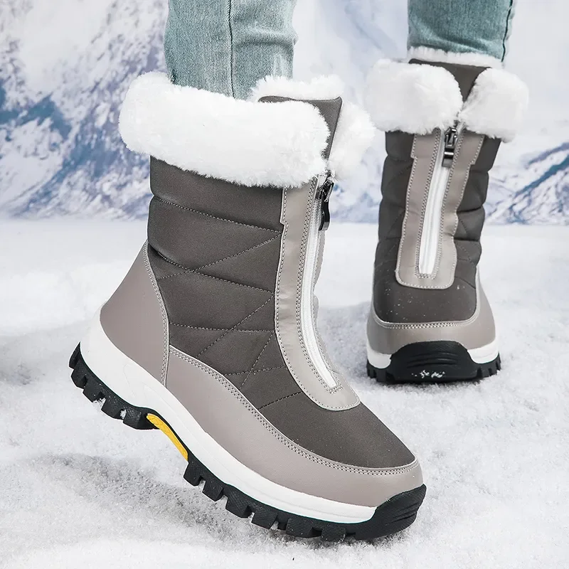 Non Slip Waterproof Platform Snow Boots for Women 2023 Thick Plush Winter Ankle Boots Woman Keep Warm Cotton Padded Shoes