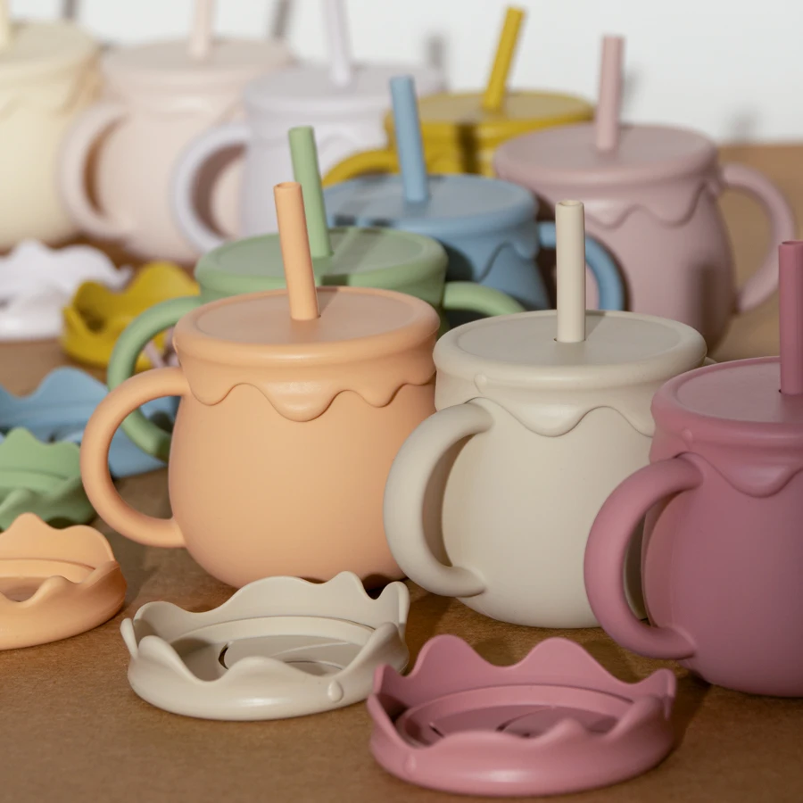 Baby Feeding Cups Portable Drinkware Sippy Cup Solid Food Container Snack Cup Toddlers Learning Cups Newborn supplies 3