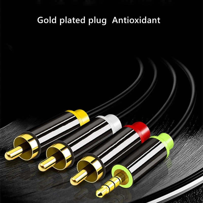Premium 3.5mm to 3RCA Audio Video Hi-Fi Cable for TV and Amplifier Connection