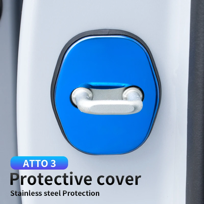 BYD 플러스 ATTO3 자동차 문짝 잠금 버클, 스테인레스 스틸 보호 커버 개조 특수 문짝 잠금 커버 장식에 적합