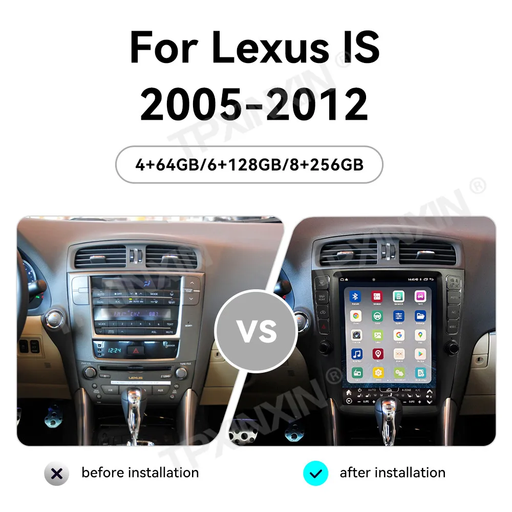 12,1 "auto Android inalámbrico Carplay GPS mapa Navi para Lexus IS IS250 IS300 IS350 2005-2012 Radio de coche reproductor Multimedia unidad principal 3