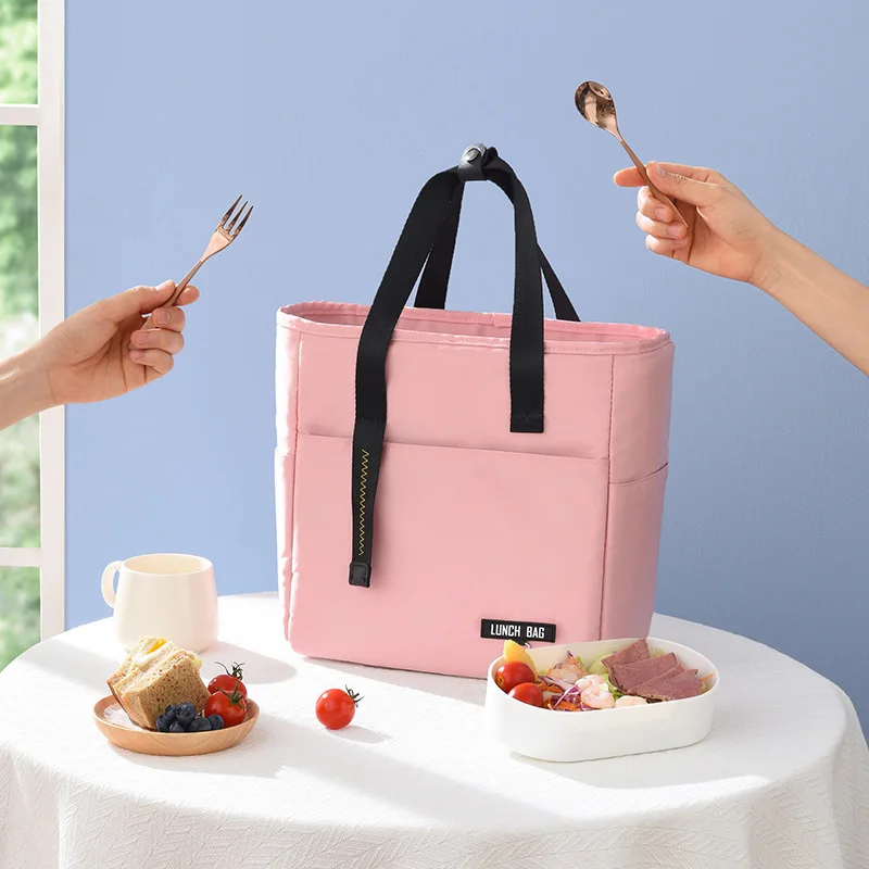 Portable Thermal Insulation Lunch Bag for Women Large Capacity Picnic Food Storage Container Bento Box Cooler Pouch Tote Bags rock music death metal insulated tote bag reusable thermal cooler lunch box work school travel food picnic container bags