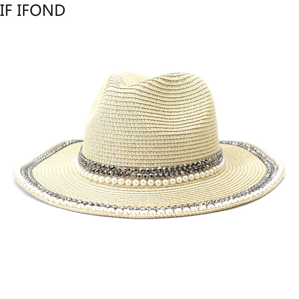 New Handmade Pearl Decoration Summer Sun cappelli di paglia donna moda  vacanza cappello da spiaggia Casual Panama Jazz Hat Bone Feminino|Cappelli  da sole| - AliExpress