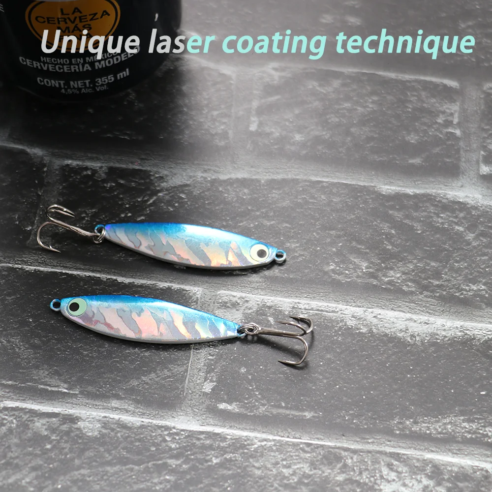 Metal Jig Spoon Fishing Lures Feather Carbon Hook Artificial Bait VIB  Luminous Eye Sinking Casting Bass Tackle Pesca Swimbait