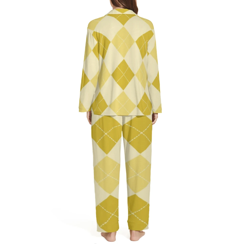 Yellow Plaid Series  Printed Sleepwear Set Long-Sleeve New Pajama Sets For Sleeping Winter