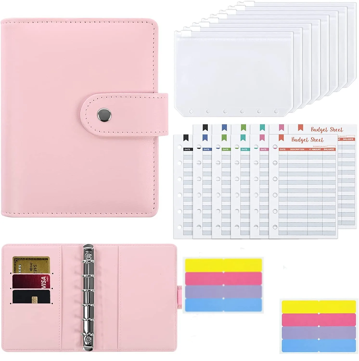 Budget Binder A7 Budget Binder Small Planner Wallet Zip Envelope Mini For Saving Money Cash System Money Organizer