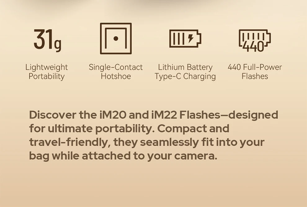 Godox IM20 IM22 Mini Flash Manual Flash for Various Camera Models 5 Output Level