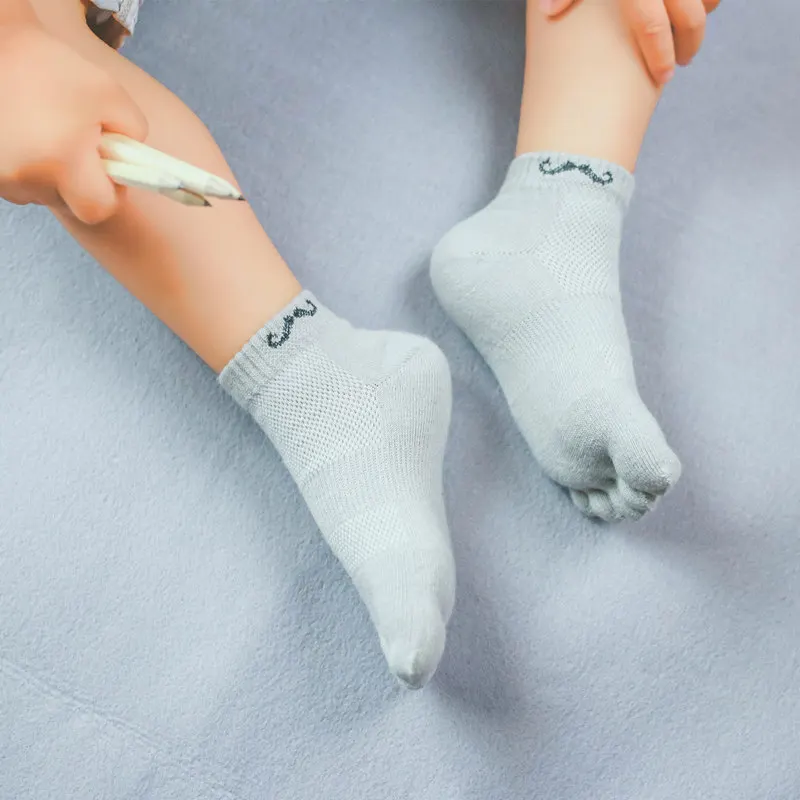 5 Pairs Baby Pure Cotton Toe Socks Short Cartoon Beard Pattern Mesh Breathable Casual 5 Finger Socks for 3-6-12Y Kids Boys Girs 3 Sf059cd4d72bf47ab97ea9a9019e523f4d