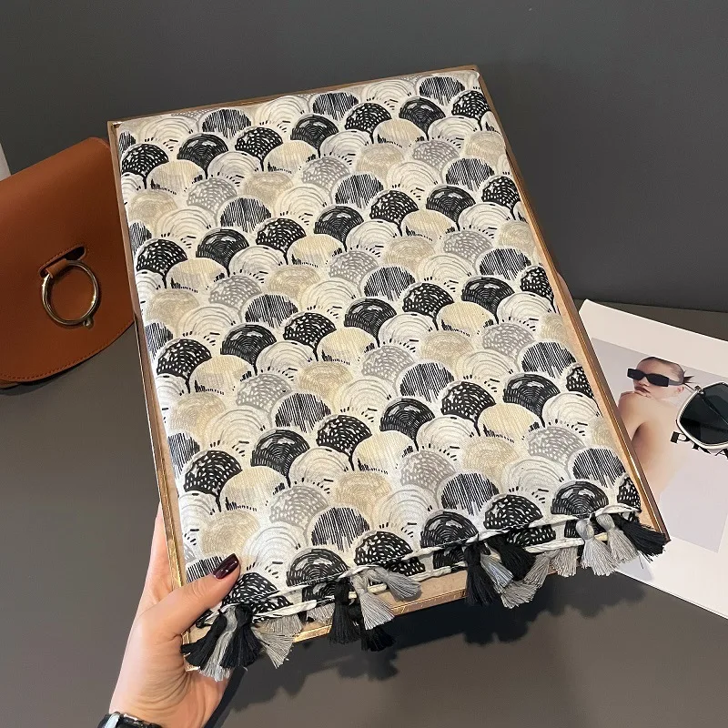 2024 neue Mode bunte Muscheln Quaste Viskose Schal Schal Dame hochwertige Wickel Pashmina gestohlen Bufandas muslimischen Hijab 180*90cm – Detail 2