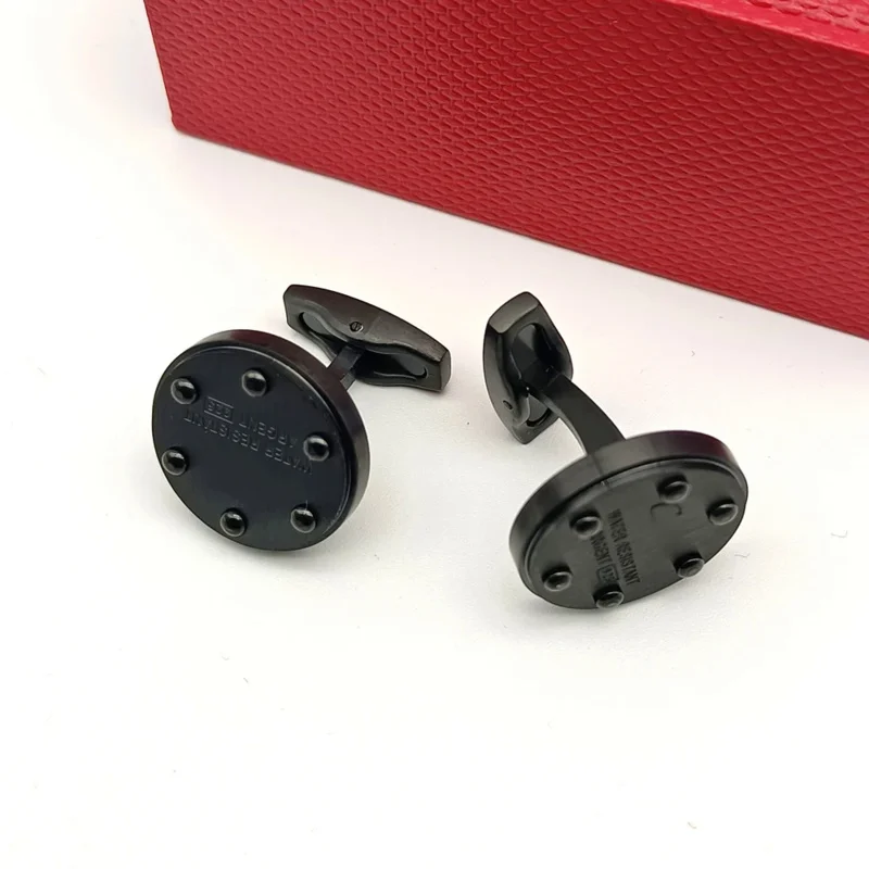 Luxury Quality CT Round 316 Stainless Steel 1:1  Cuff Links 4 Colors Business Suit Shirts CuffLinks Classic Buttons Box Set