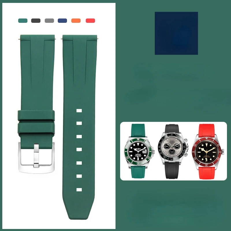 

Ремешок резиновый для часов Omega Breitling Rolex Panerai Longines ConcasTudor, 20 мм 22 мм 24 мм