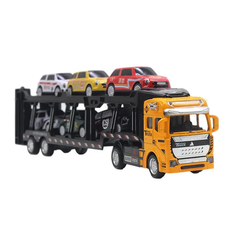 

Pull Back Vehicle Set Double-Deck Detachable Metal Pull Back Toy With 6 Cars No Battery Required Vehicle Toy For Hand-Eye