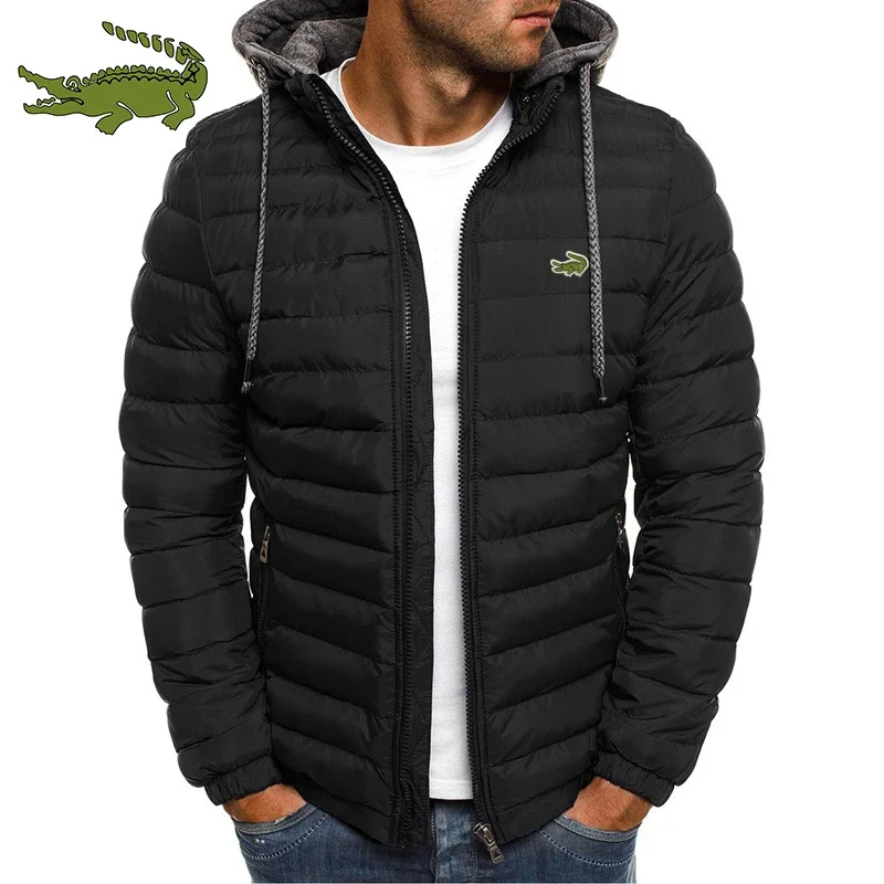 

Модная повседневная куртка 2024 с капюшоном, толстая хлопковая куртка с принтом, Мужская брендовая теплая ветрозащитная бейсбольная хлопковая куртка для улицы